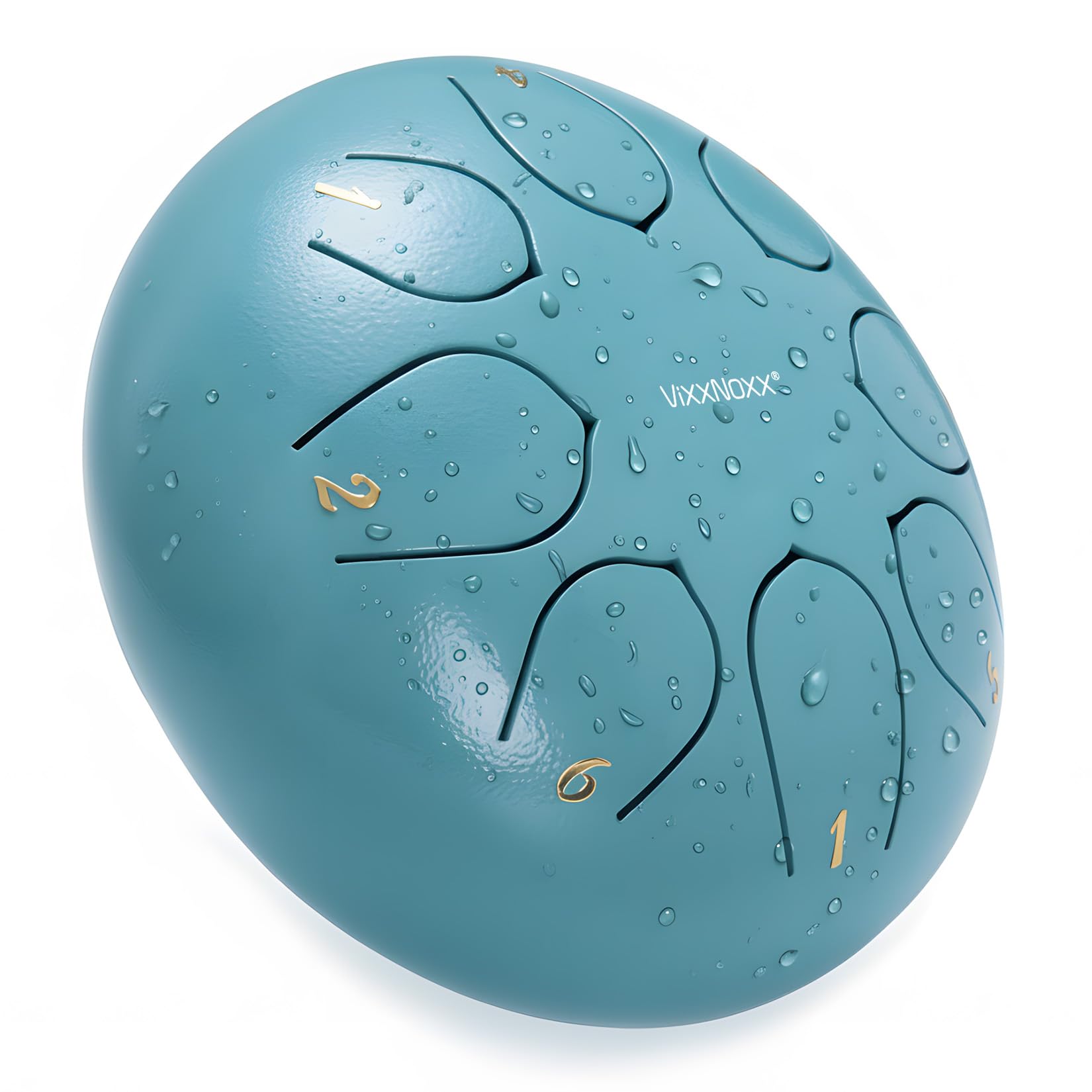 Tambour de Langue en Acier, Tambour de Pluie pour l’Extérieur Jardin, 6 Pouces 15 cm 8 Tons Steel Tongue Drum Rain Drum Clé en C Instrument de Percussion à Main (Bleu Mousse)