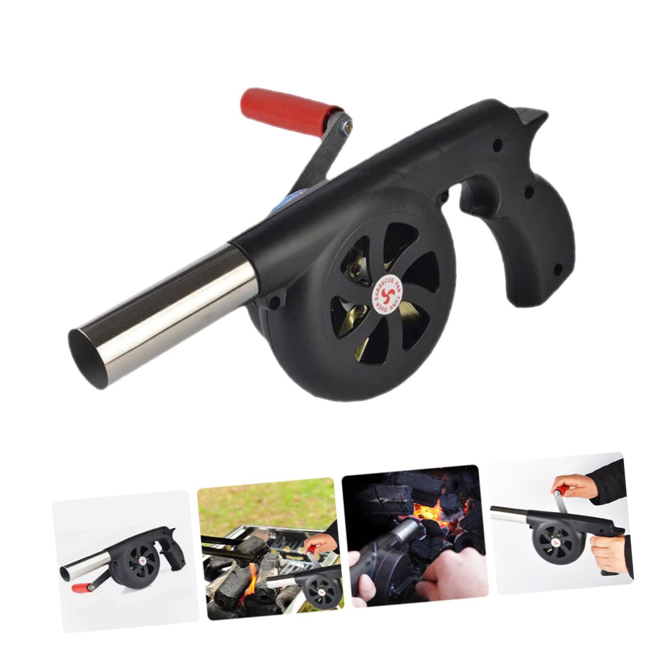 Toddmomy Soffiatore Ferro Barbecue e per in Abs Portatile a Manuale Carbone Ventilatore Manovella per Accendere Campeggio