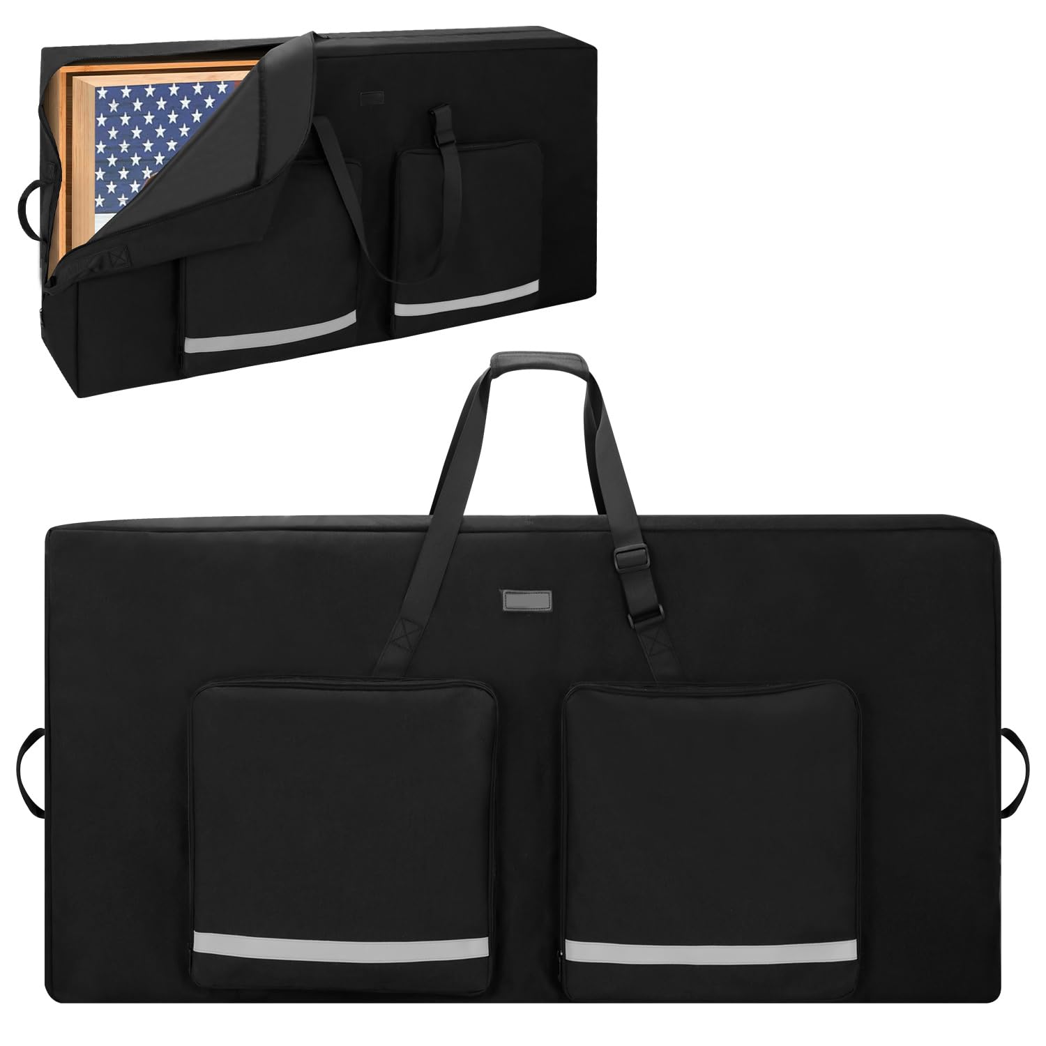Cornhole Carrying Case Fits 4 ft x 2 ft Regulation Boards, Heavy-Duty 600D Carry Bag with Padded Shoulder Strap, 2 Extra Pockets for Cornhole Bags & Accessories, Black (Bag Only)