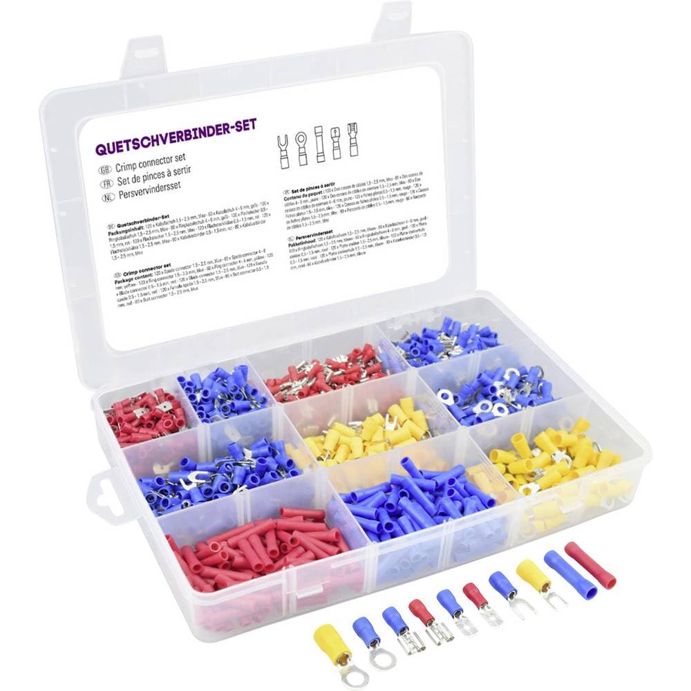 TRU COMPONENTS 731306 Quetschverbinder-Sortiment 0.50 mm² 2.50 mm² Blau, Gelb, Rot 1000 St.