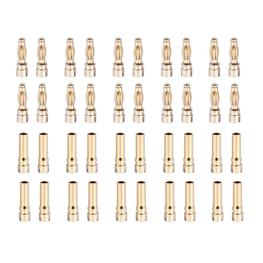 EC2 2mm Banana Plug Connectors - Male/Female Gold Bullet Plugs For RC ESC Motor & LIPO Battery, 20 Pairs - View #4