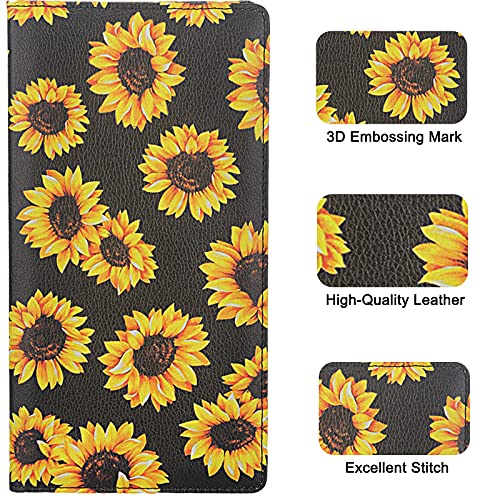 Image of LumiMokki Premium Car Registration & Insurance Card Holder with Magnetic Shut, Vehicle Glove Box Car Organizer - For Documents, Cards, License (Sunflower B)
