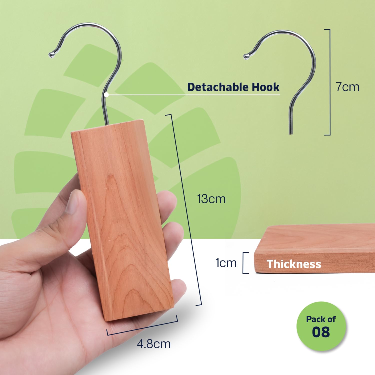 Cedarwood Moth Repellent for Wardrobes Pack of 8 Cedar Wood Hanging Blocks | 100% Natural Cedar Wood Moth Hangers for Clothes Protection | UK Moths Deterrent & Killer for Drawers with Sandpaper — view 2