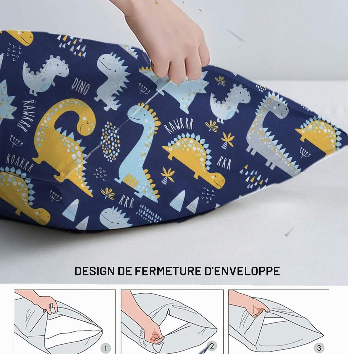 Housse de coussin pour bébé 40 x 60 cm Lot de 2 taies d'oreiller en coton biologique pour poussette avec fermeture à enveloppe