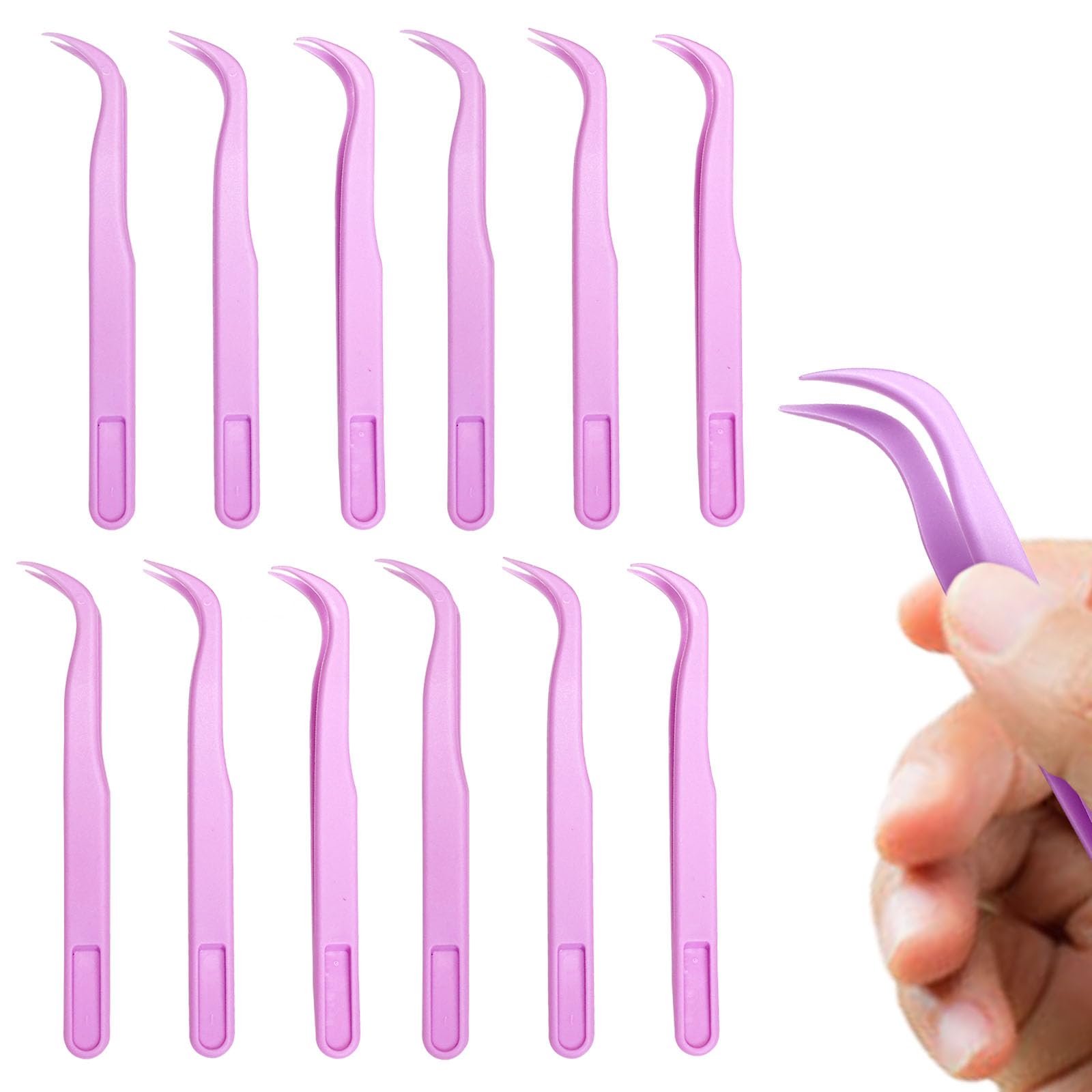 Giliger 12 Pack 4.5 inches Plastic Tweezers for Kids Crafts for DIY Jewelry Making, beads bracelets, Baking Decoration, Reptile Feeding, Disposable Eyelashes Stickers Tweezers Bulk