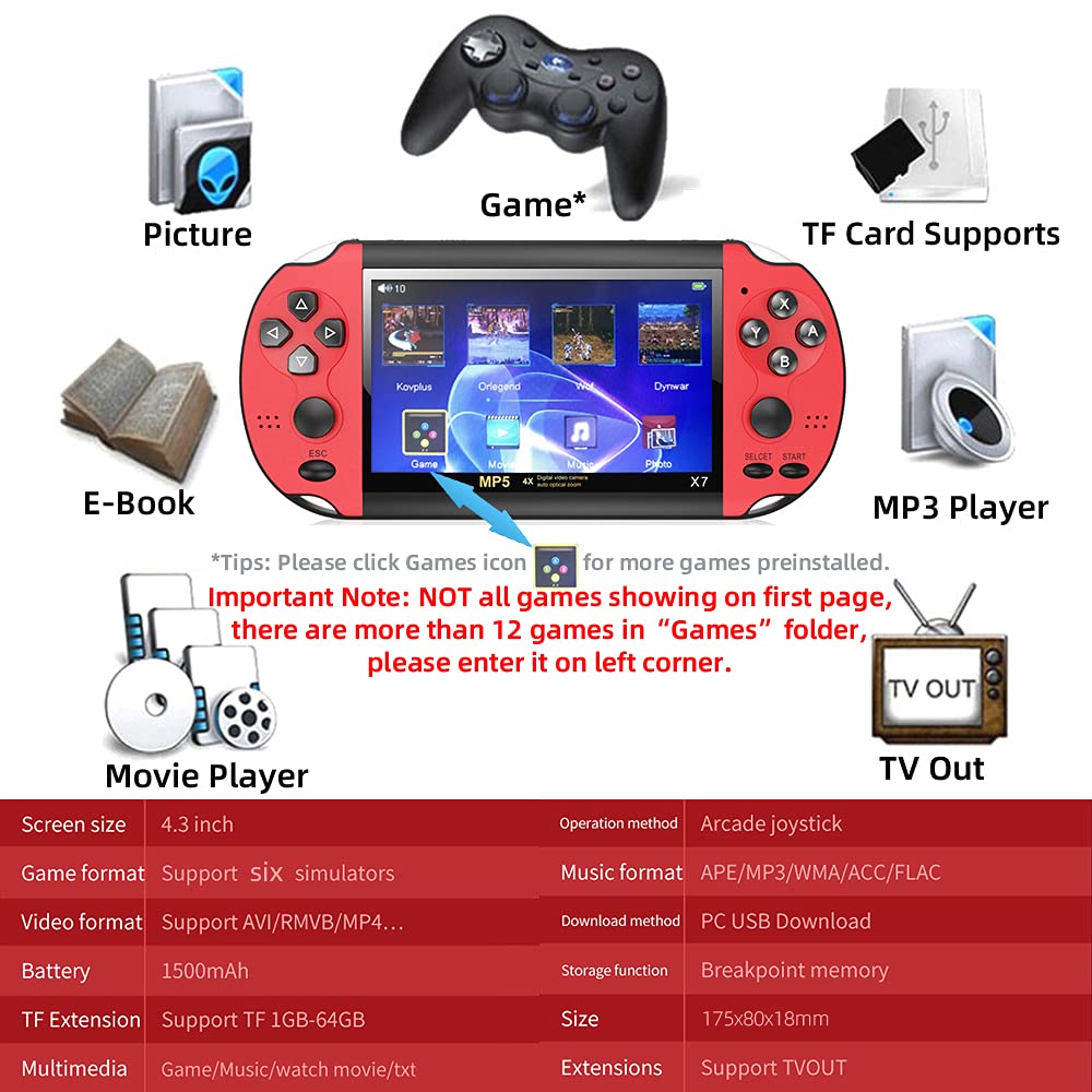 Buy CredevZone Handheld Game Console 4.3 inch Retro Handheld Games