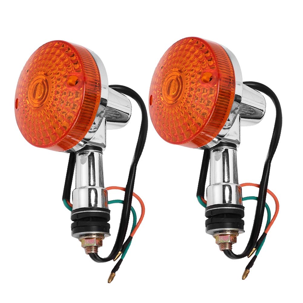 Akozon Turn Signal Light 2pcs Universal 12V Chrome Motorcycle Turn Signal Indicator Light Flashing Lamp