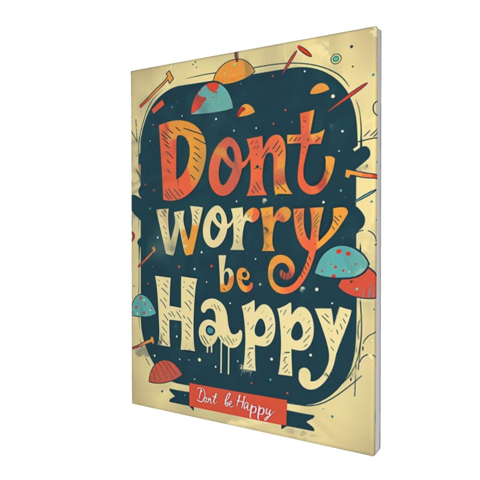 Amazon.com: MA6GE8DE Canvas Wall Art 'Dont Worry Be Happy' Slogan
