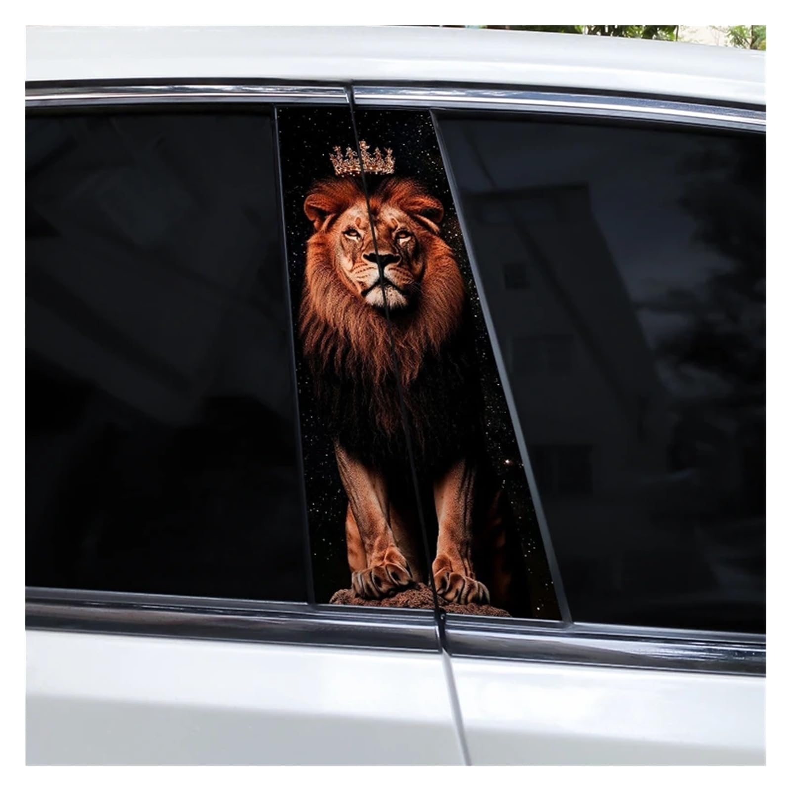 Car Side Decals 2pcs Lion Tiger Flame Animal Car Center Pillar Stickers Sunscreen and Waterproof B-Pillar Decal(Style F)