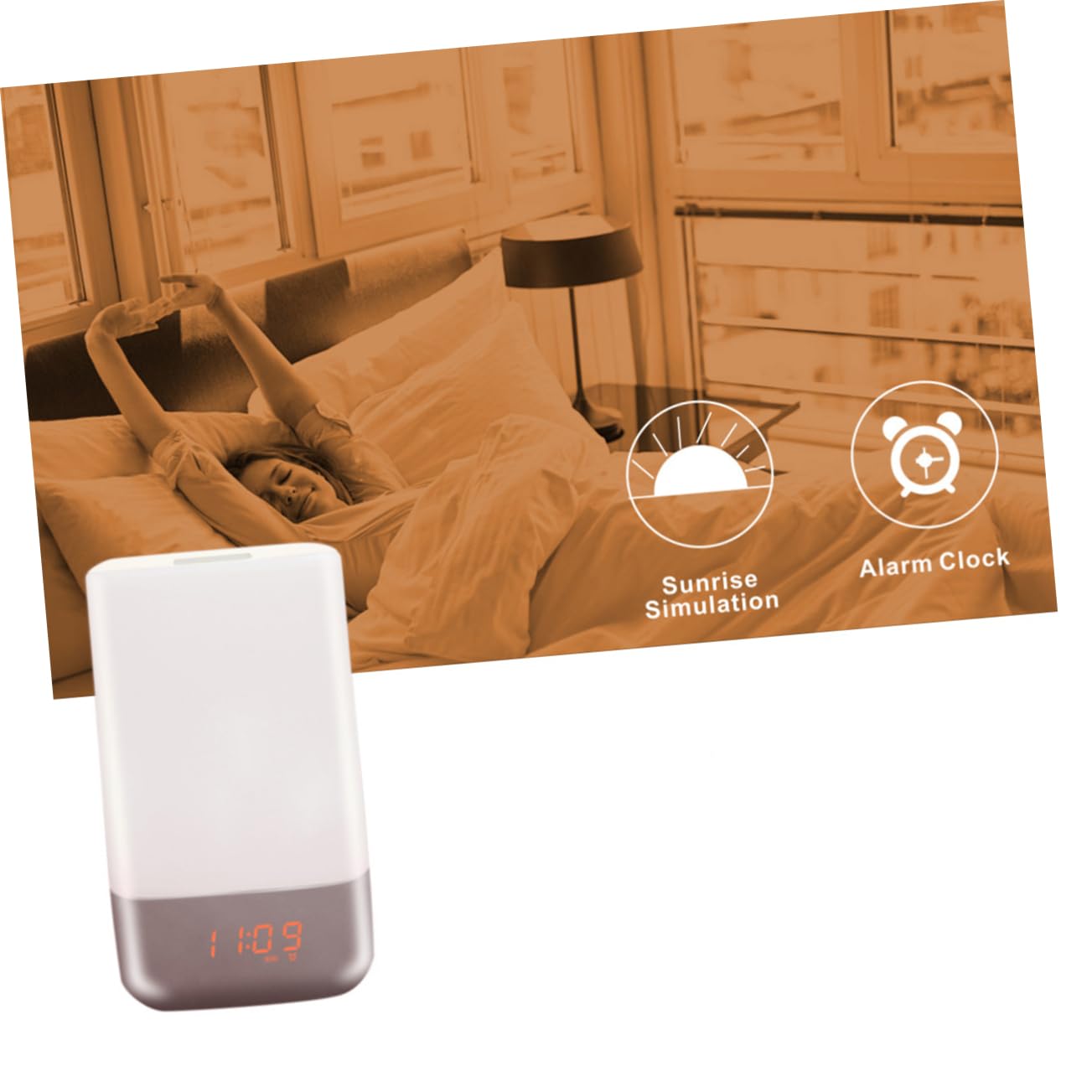 Alipis Lampada Sveglia con Simulazione Alba LED Luce Sveglia 3 Livelli di Luminosità con Orologio Digitale Luce Notturna per Camera da Letto