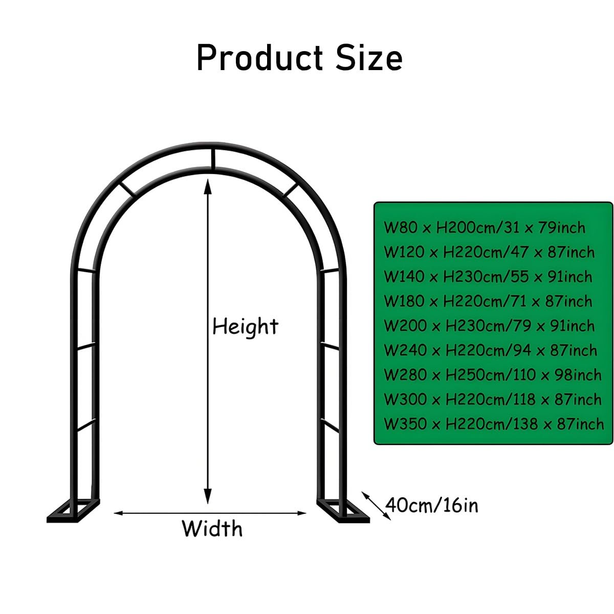 Arco per rose in metallo per piante rampicanti, traliccio da giardino, arco per matrimonio, 80 x 200 x 120 x 220 x 180 x 220 cm, 240 x 220 cm, 300 x 220 cm, marrone, 280 x 250 cm.