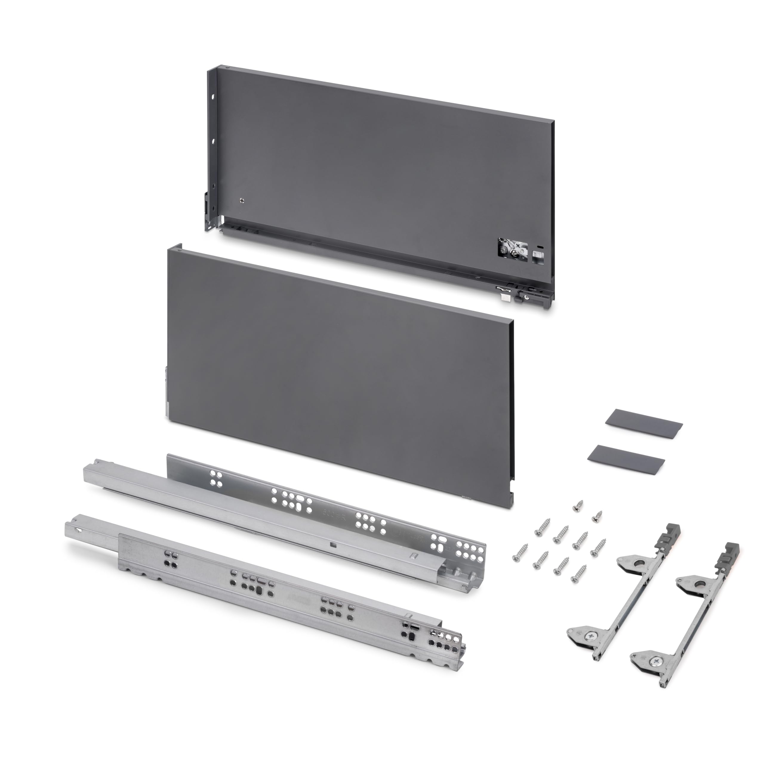 Emuca - Vertex 3D 60kg External Drawer, Height 242mm, Depth 450mm, Steel, Anthracite Grey