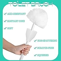 Vista 6 de Eaasty Cepillo para taza de inodoro, cepillo de baño suave blanco con soporte, mango largo, accesorios de baño (12 piezas)