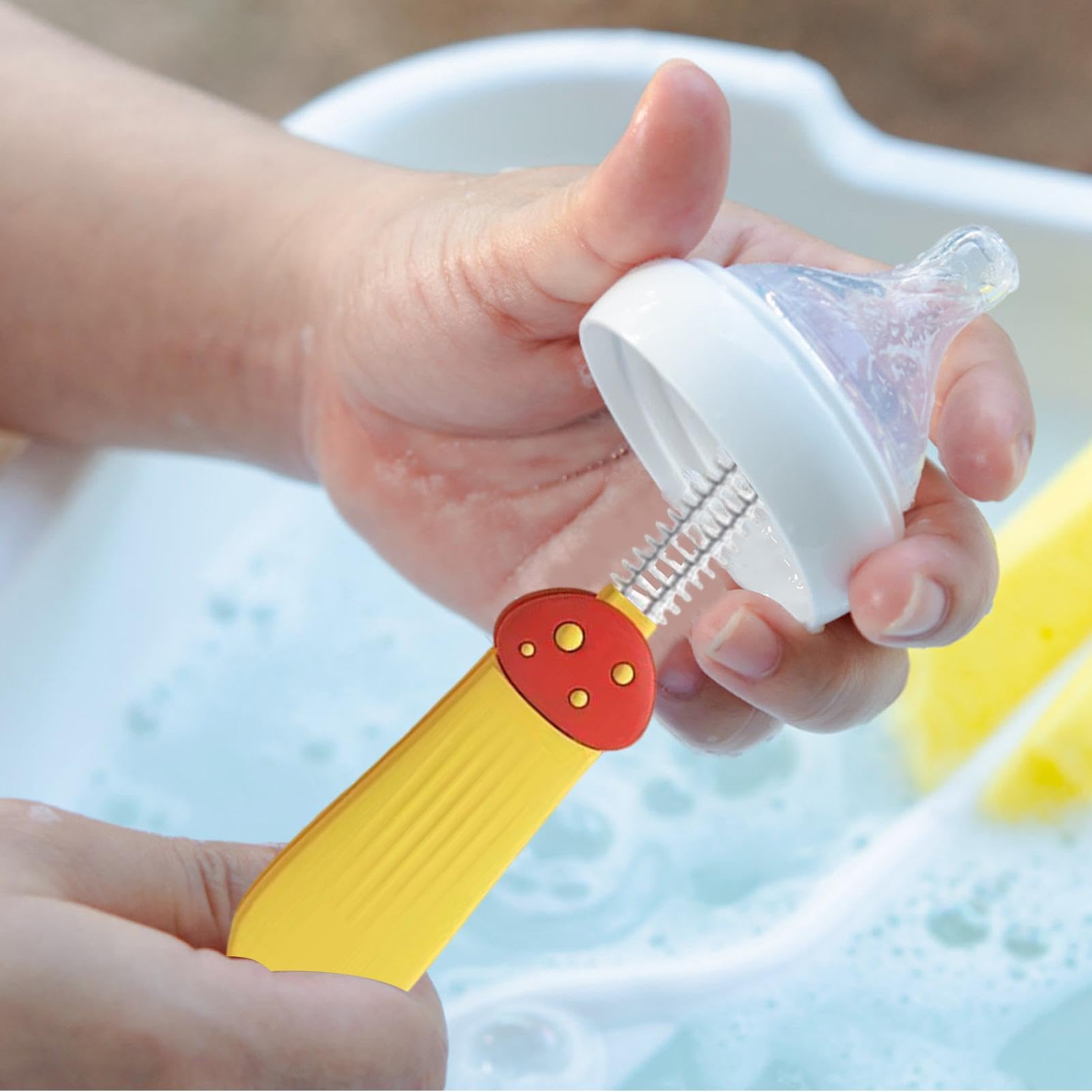 Spazzola Per Bottiglie Con Impugnatura - Pulitore Capezzoli E Biberon - Foto 7