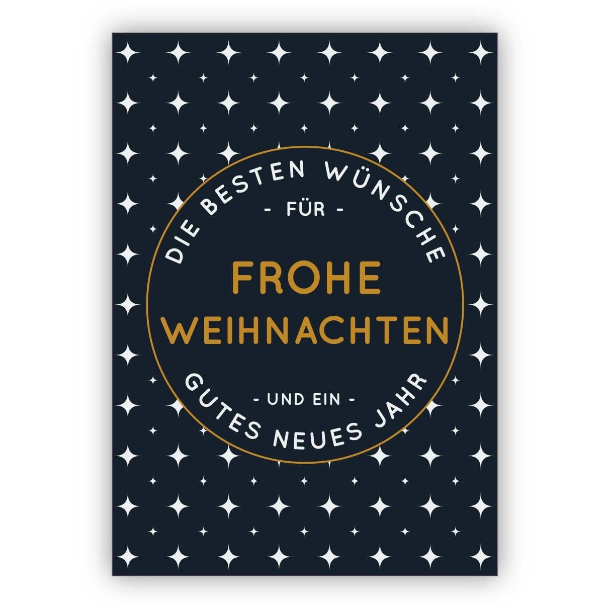 16er Set: Edle blau weiße Weihnachtskarte mit grafischem Muster: Die besten Wünsche für frohe Weihnachten und ein gutes neues Jahr • als liebevolle Weihnachtspost zum Jahreswechsel für Familie