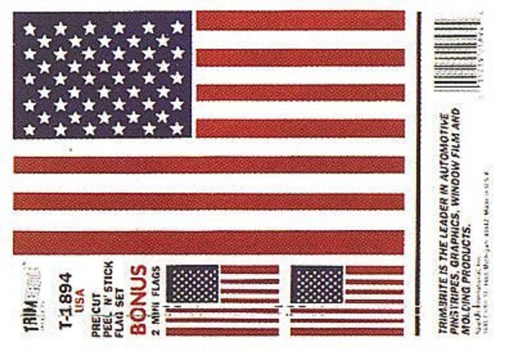 Trimbrite T1894 Sticker American Flag , White