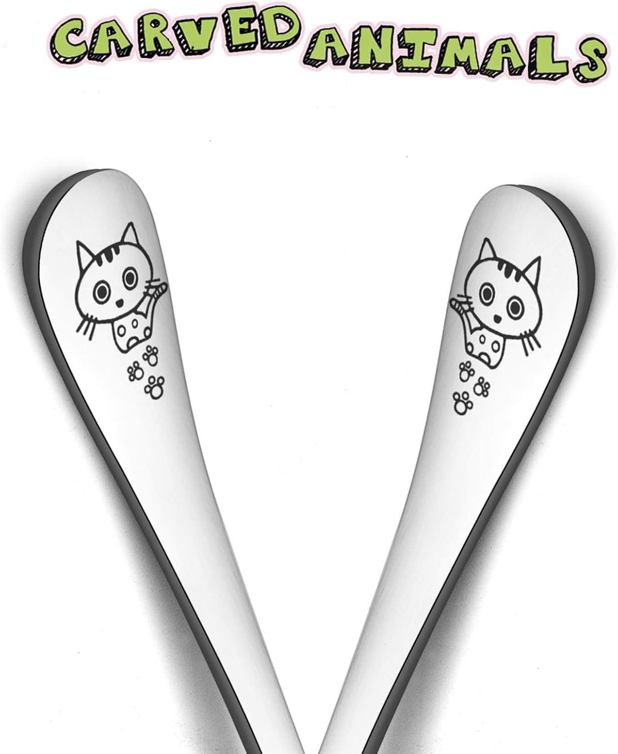 TeamFar Toddler Spoons, Stainless Steel Toddler Kids Spoon Set Silverware, Non Toxic & Healthy, Cute Animals & Attached Travel Case - 6 Pieces image 3 of 8 B07BCFYG6M