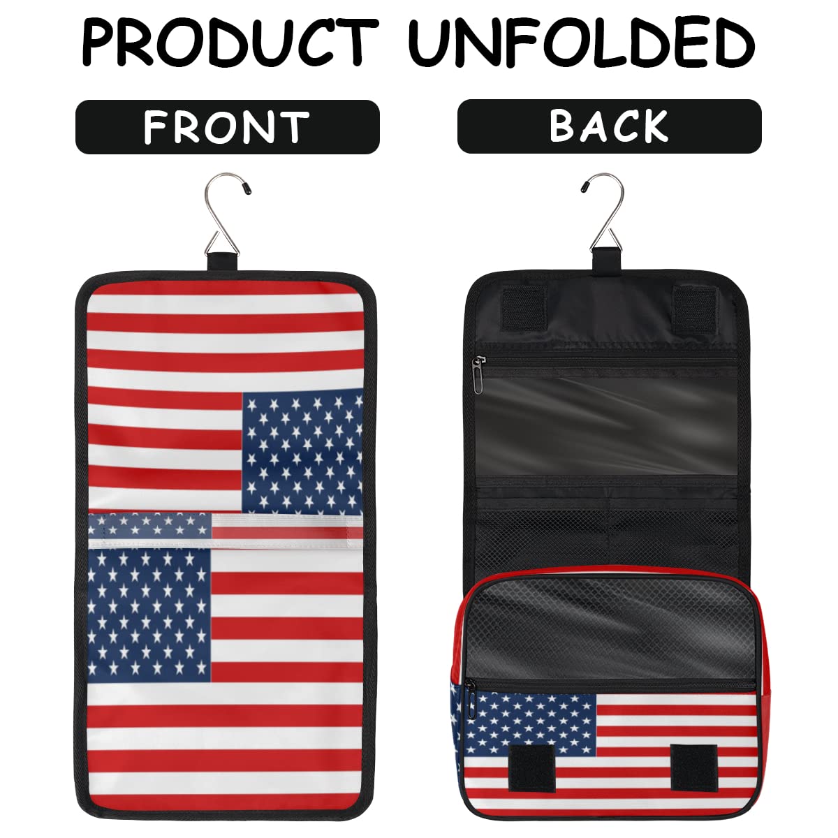 Kulturbeutel mit USA-Flaggen-Druck, amerikanische Flagge, Kulturbeutel, Unisex, hängende Toilettenartikel, Kosmetik, Make-up-Organizer, mehrfarbig, Einheitsgröße