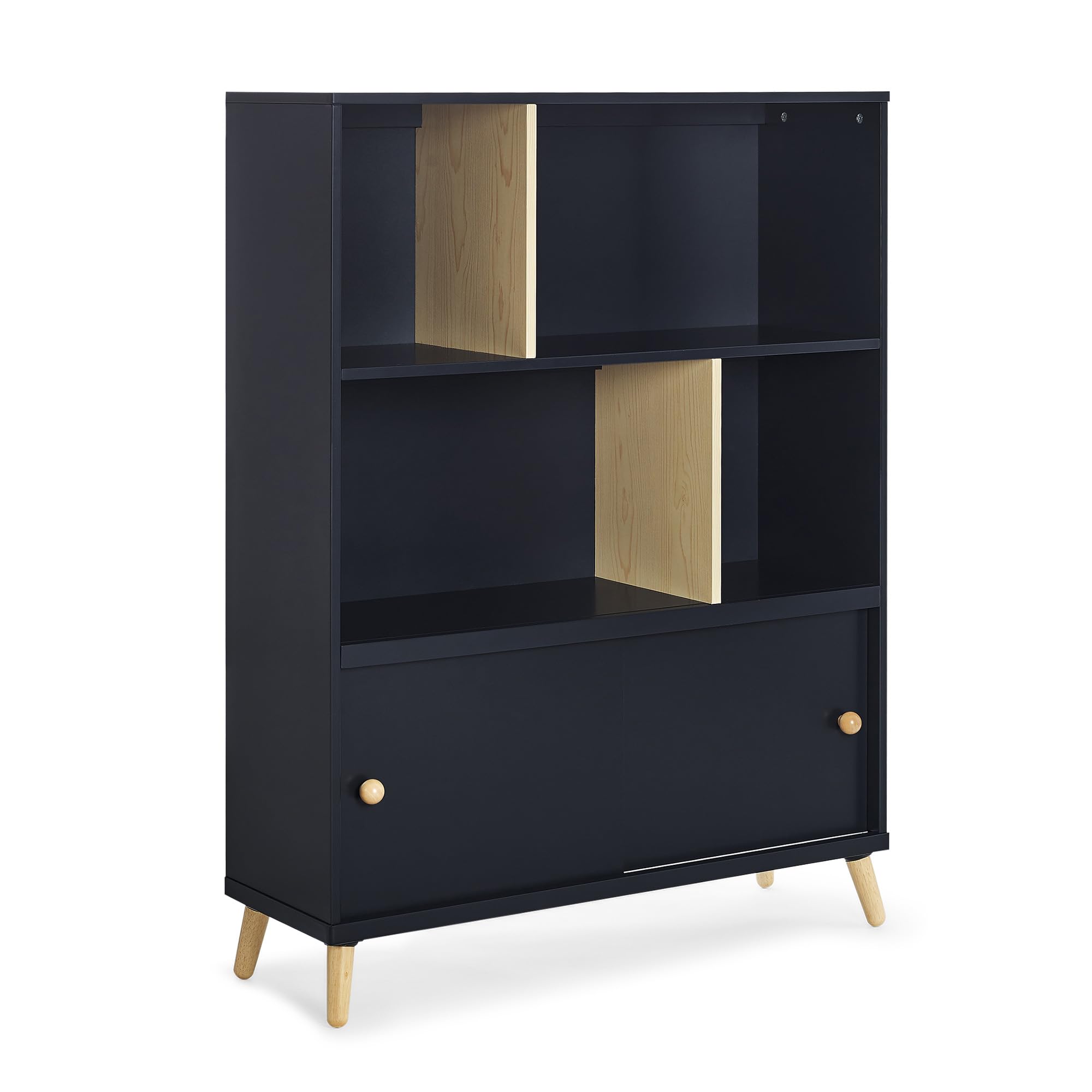 Delta Children Essex Bookcase - Greenguard Gold Certified, Black/Natural