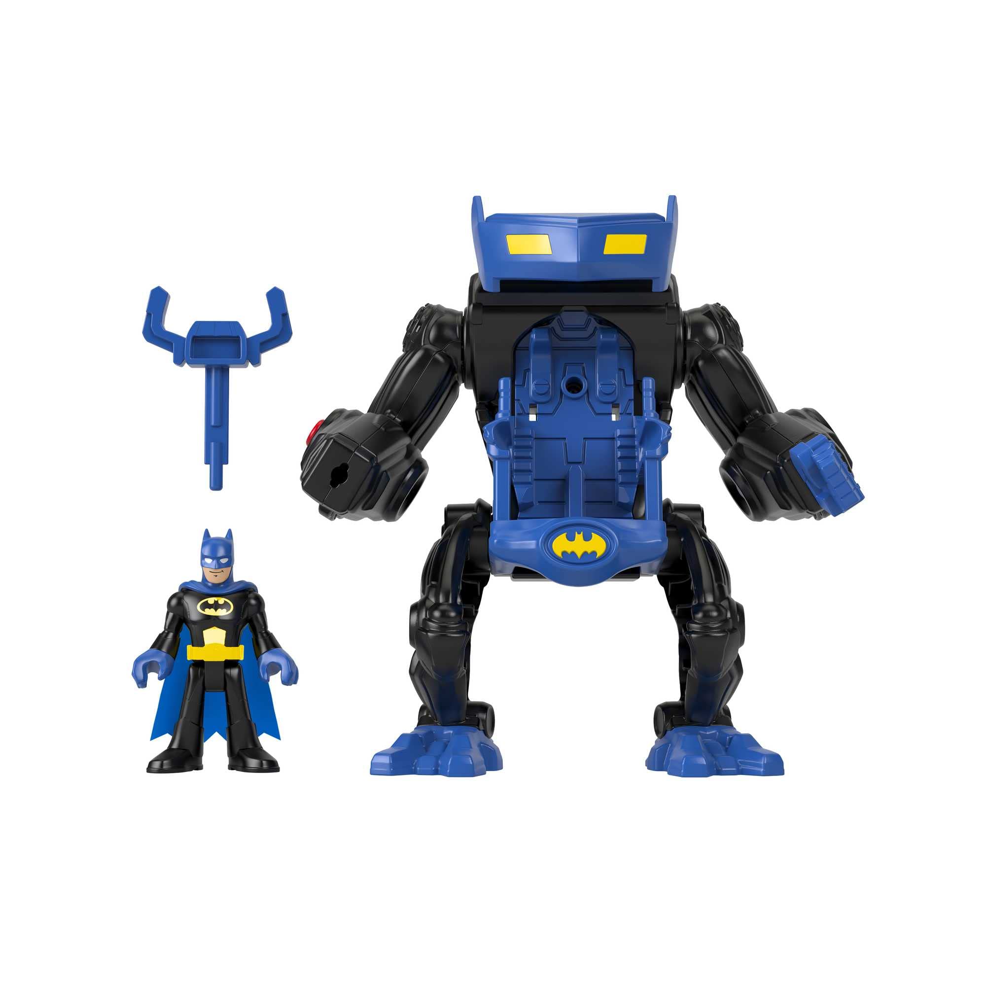 Imaginext Fisher-Price DC Super Friends Batman robot battaglia Figura con giocattolo con luci lancia proiettili, giocattolo +3 anni (Mattel HGX79)