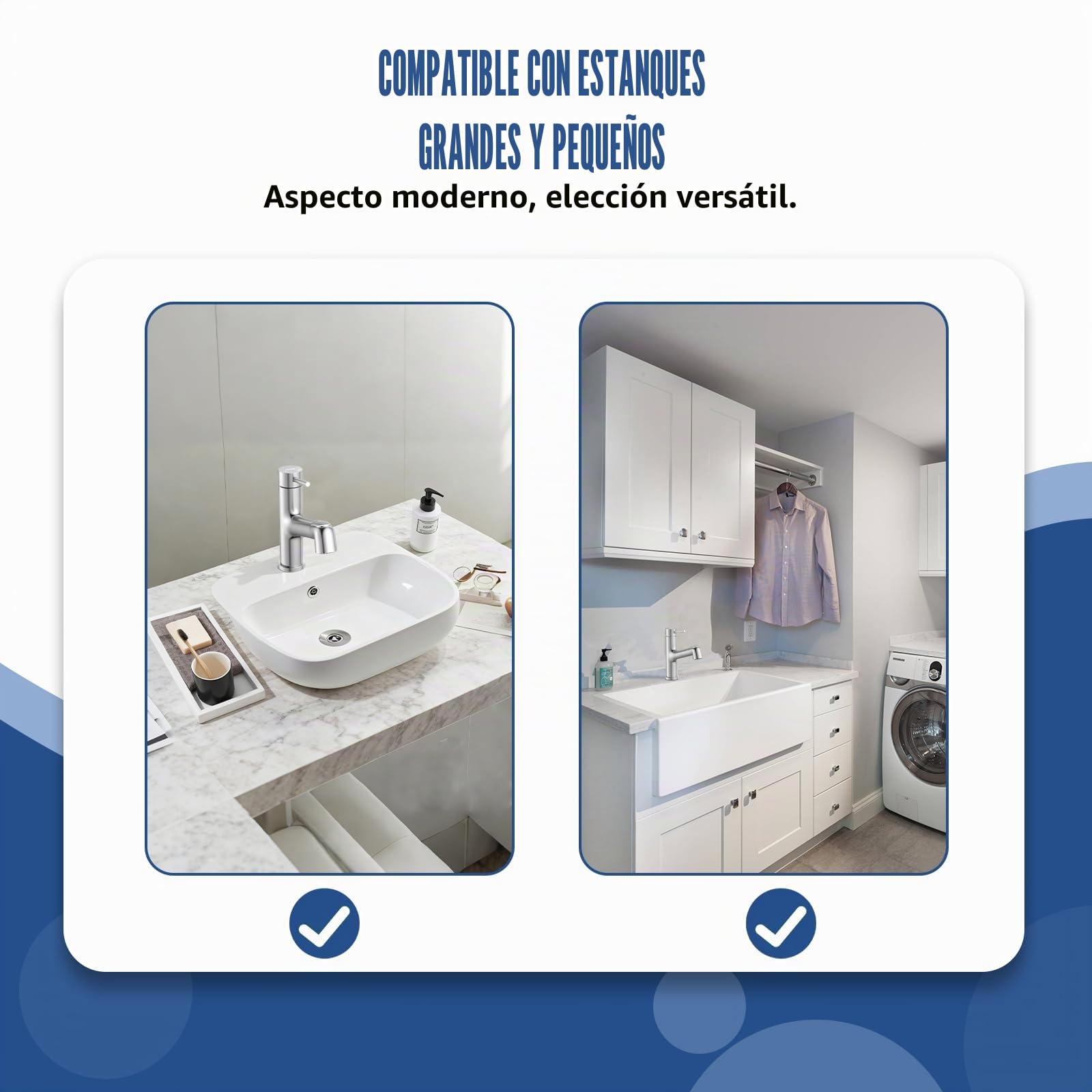 HURRAN Grifo de Baño con Cabezal Extraíble, Monomando para Lavabo con 2 Modos, Grifo para Fregadero de Uso General, Acero Inoxidable, Niquelado Cepillado