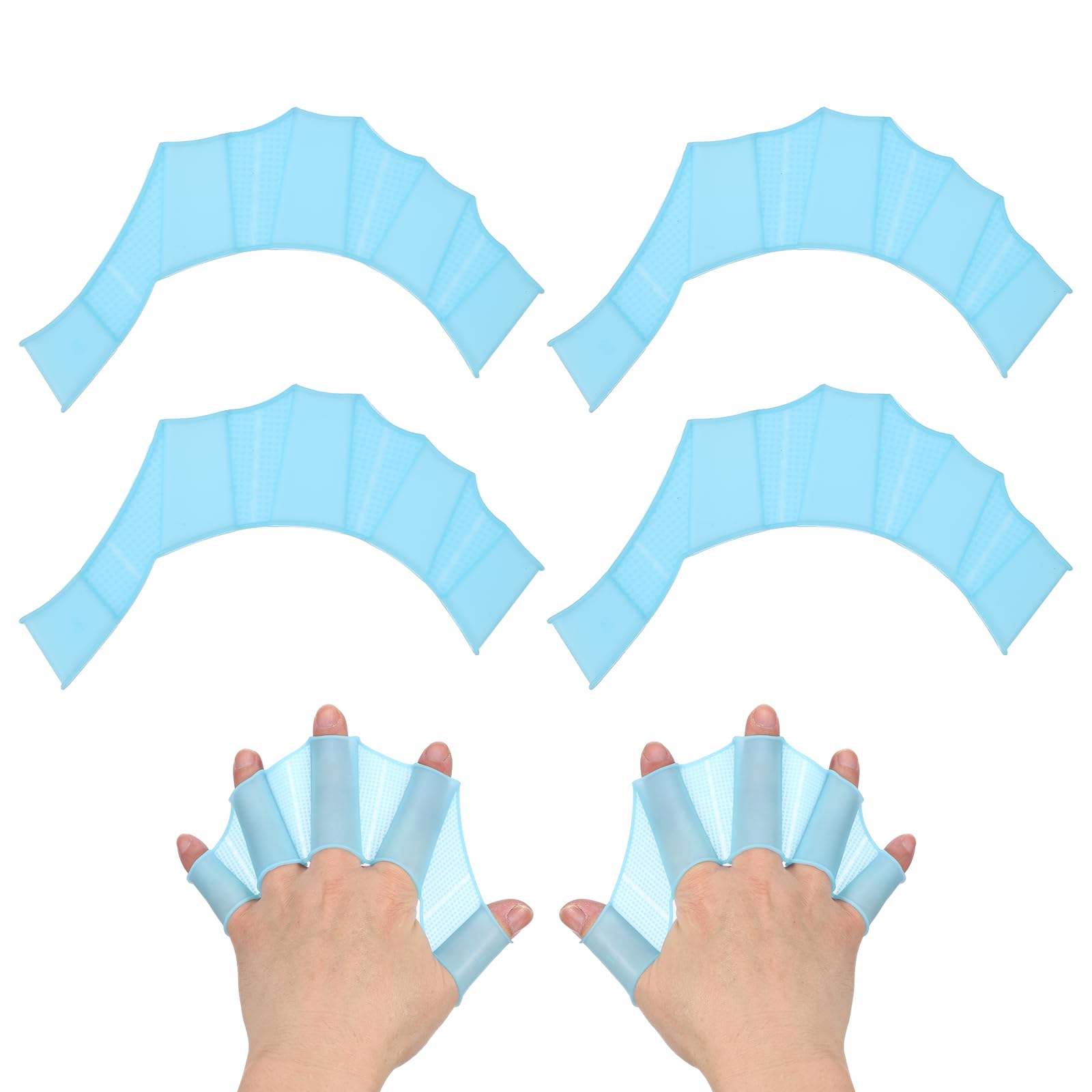 YELARXI Silicone Swimming Gloves, Webbed Gloves for Swimming Half-Finger Frog Type Water Resistance Gear Swim Fins Fit For (Aquatic Training/Surfing/Snorkeling), 8 x 6" & 2 Pair & Blue