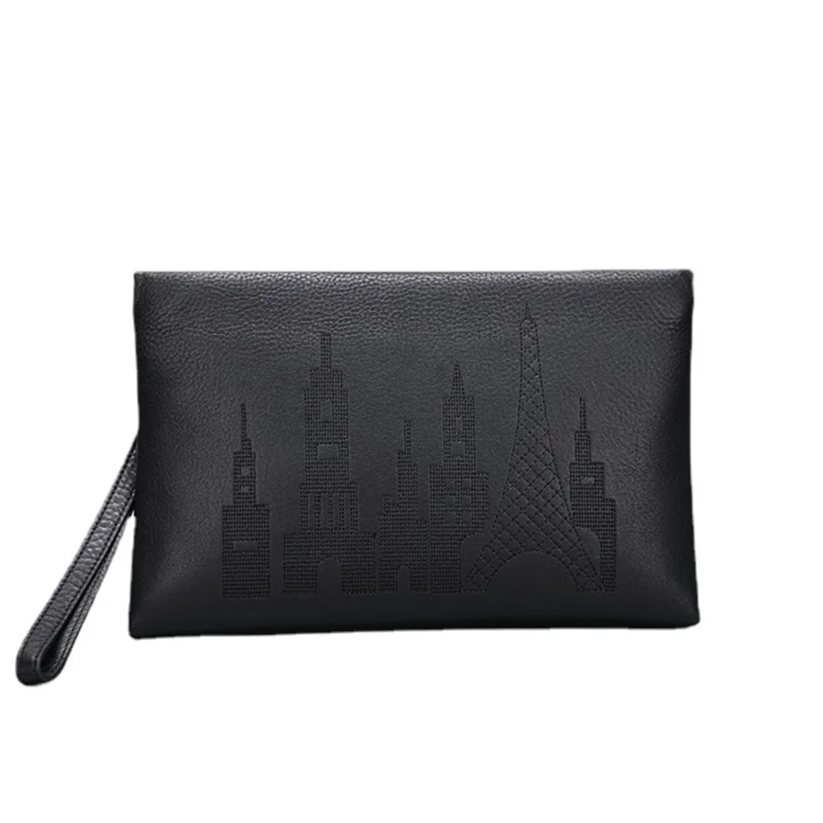 Pochette da uomo in pelle con ricami sofisticati for affari