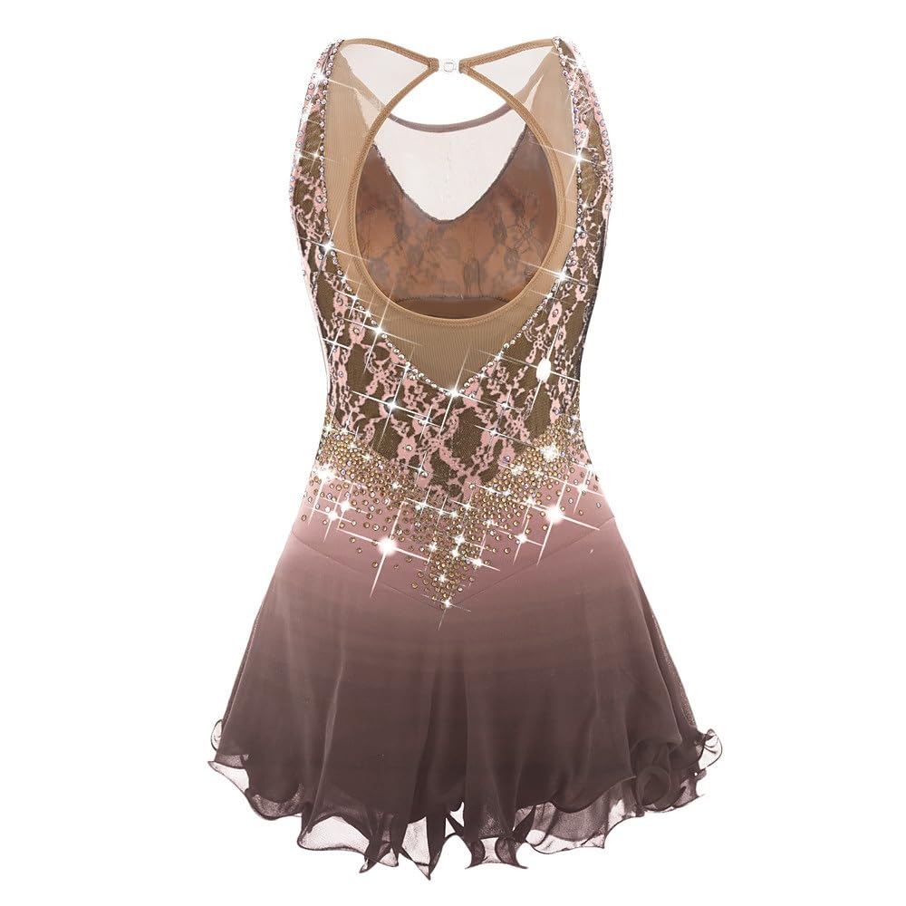 Ice Skating Dress For Le Ragazze E Le Donne,pattinaggio Concorso Costume Professionale Fatta Di Ordine Aperta Indietro Maniche Figura Abito Pattinaggio