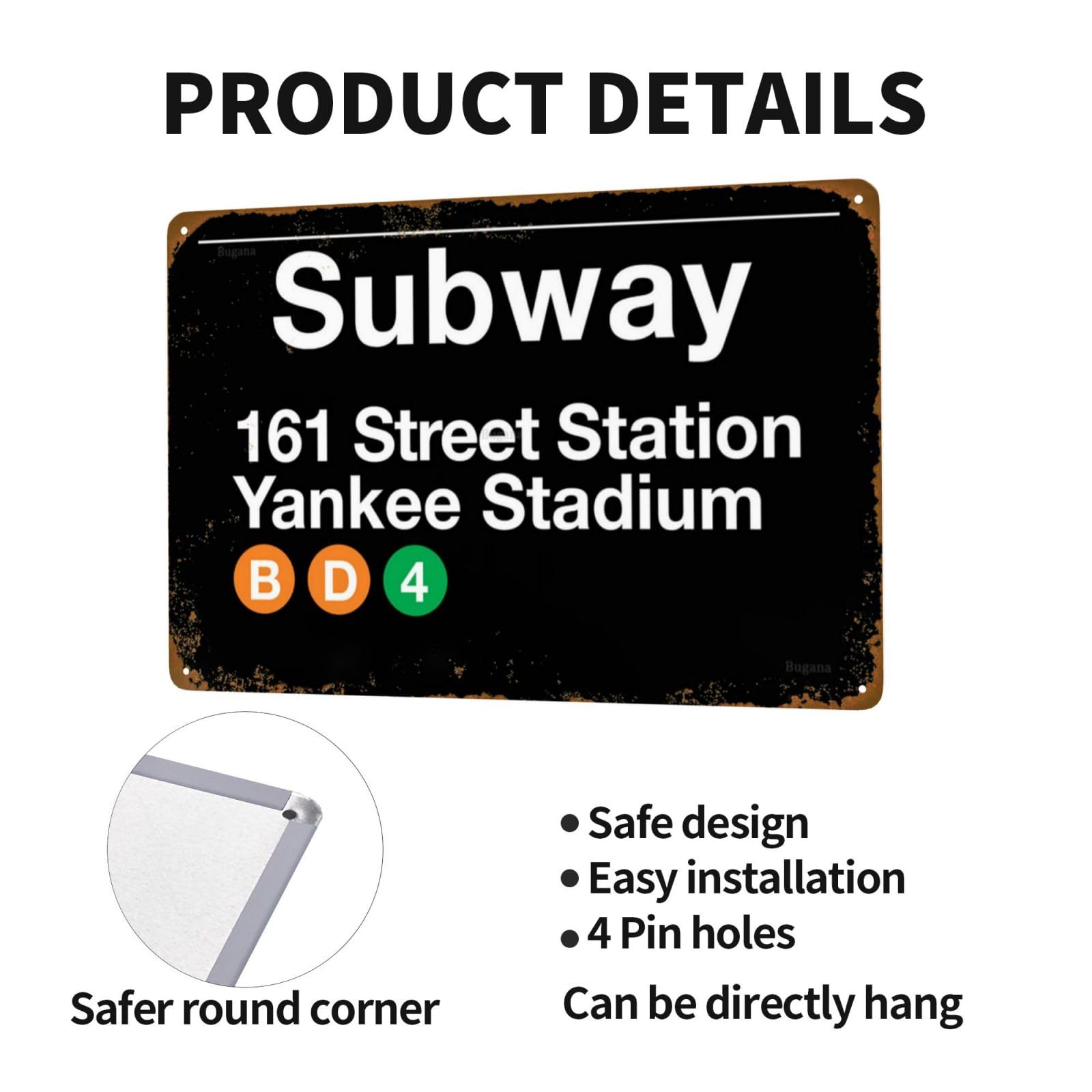 Amazon.co.jp: Bugana Yankee Stadium Subway ヴィンテージ メタル