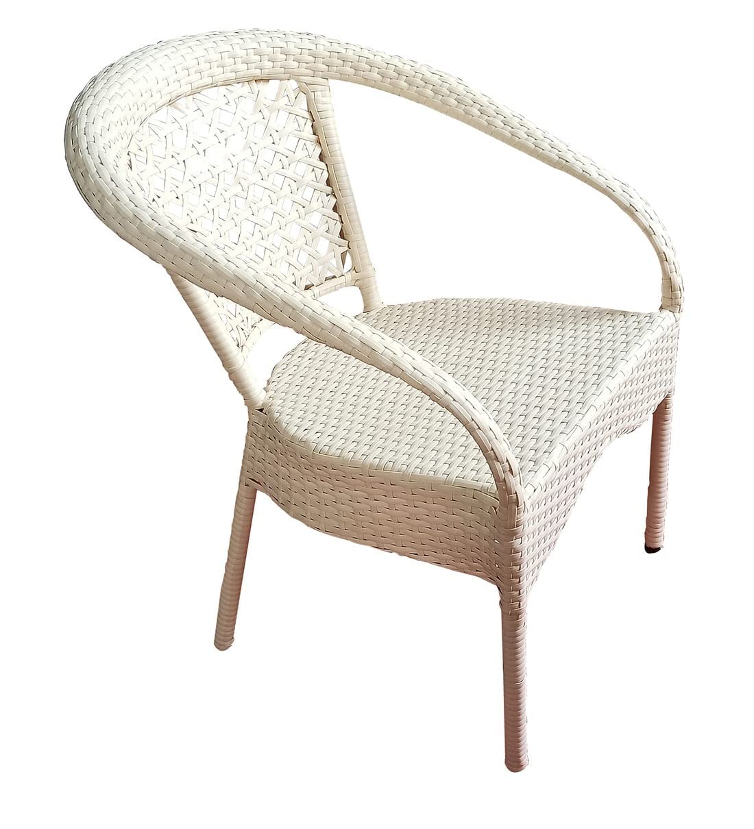 TRADE CRAFT D-8 Chairs Table Set 4+1 Wicker Patio Furniture Sets 4 Chair and 1 Table for Garden Balcony Bedroom Powder Coated Frame Uv Protected Wicker (Beige) 4