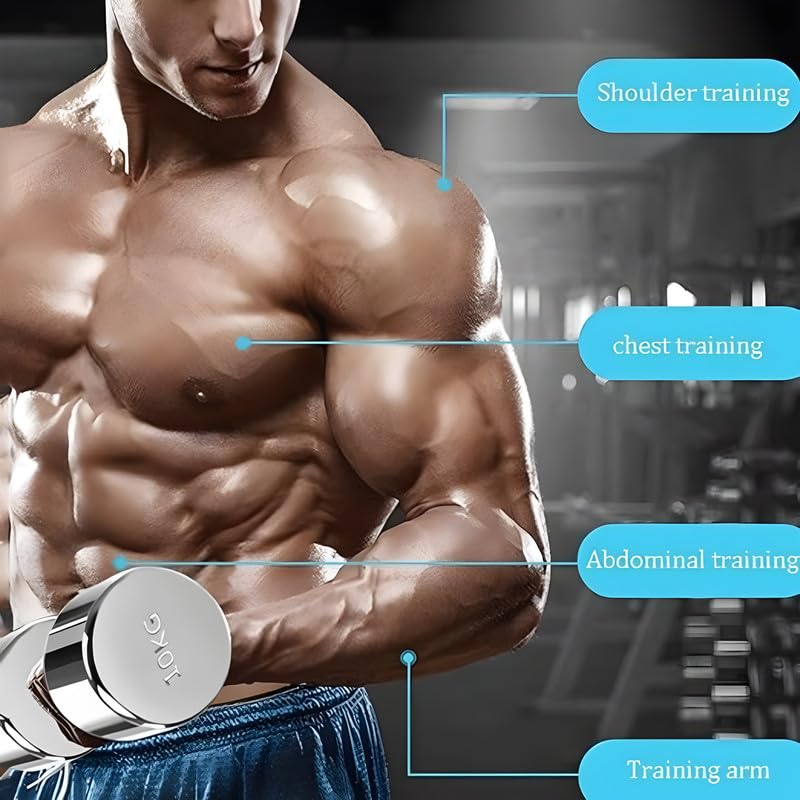 Image of Dumbbells Set for Home Gym Cast Iron Stainless steel Dumbbells set for Home Workout Steel round dumbbells for fitness dumbells Gym Kit (8.00, Kilograms)
