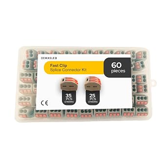 60 Pcs with 2 and 3 Lever Terminals for Quick Electrical Splicing, Fast Clip Splice Connector Kit, Compact Wiring Terminals for Stranded and Solid Wires