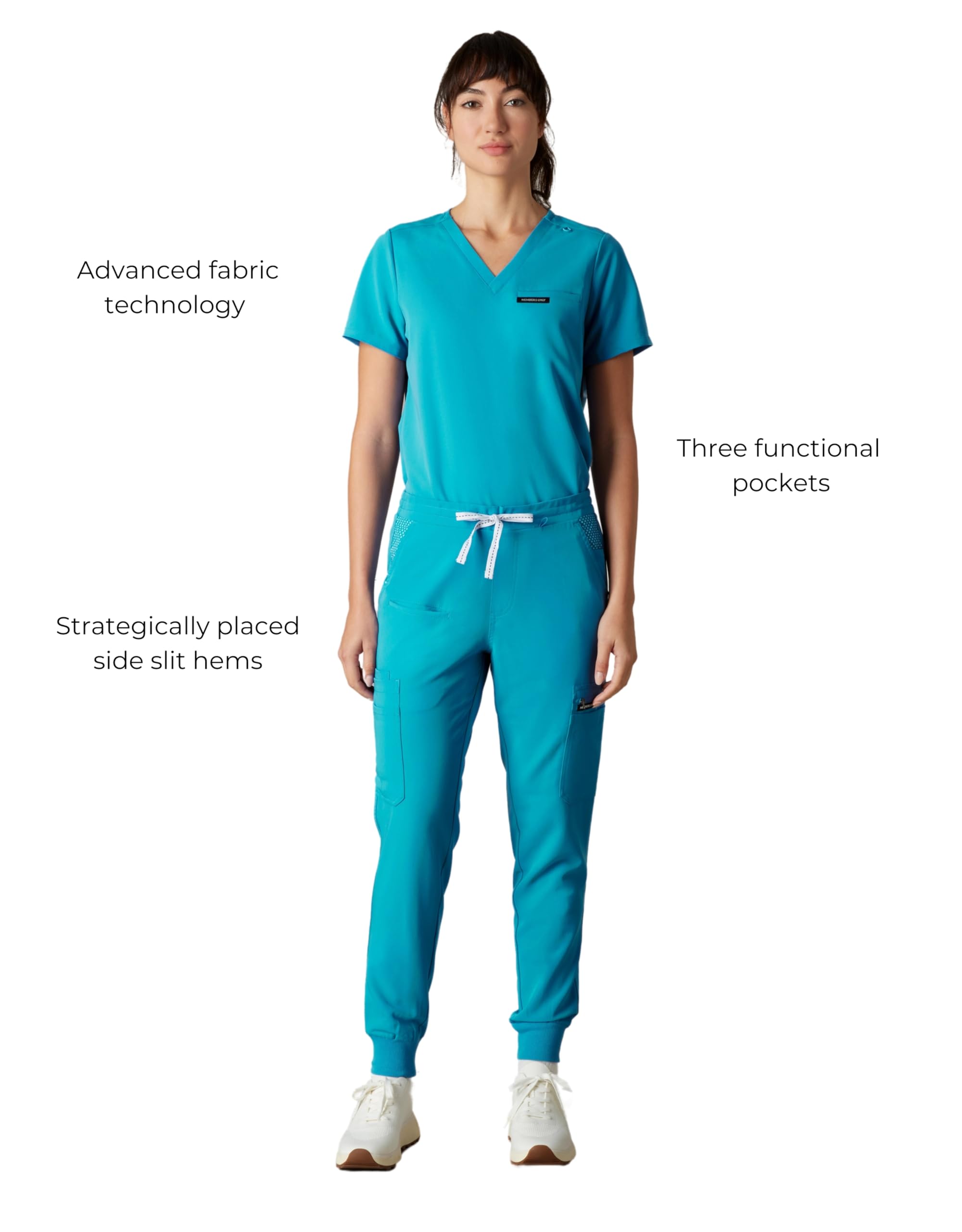 Members Only Women's Valencia Jogger Scrub Pants for Women | Rib Bottom Leg Medical Scrubs | Womens Scrubs | Hospital Scrubs for Women | Black Scrub Pants Woman (Teal, Medium)