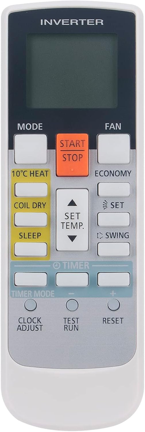 Front view of the ECONTROLLY replacement remote control showing all buttons and the LCD screen.