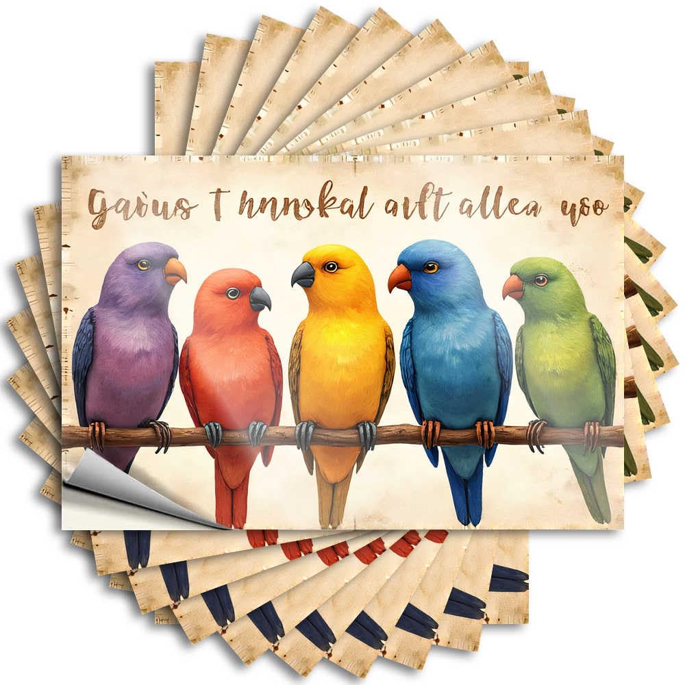 Colorful Birds On A Branch Small Vintage - Decal Case Waterproof Decal(12X18CM)