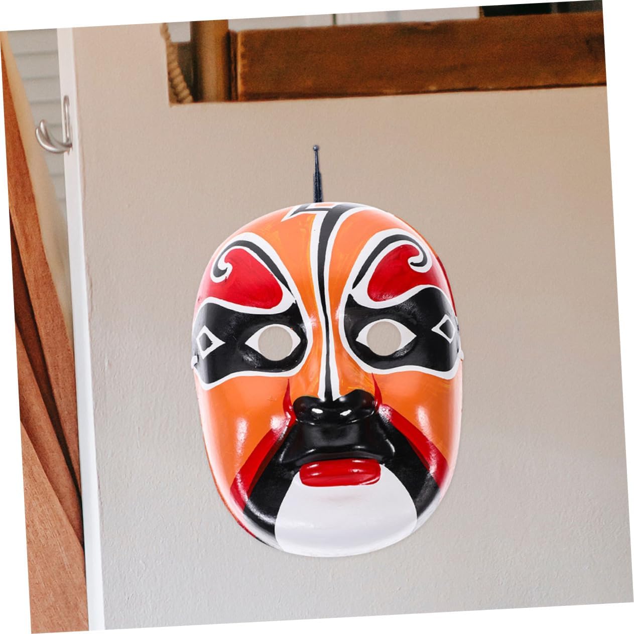 Chinese Opera Mask Wall Ornament 2pcs Gypsum Paper Pulp