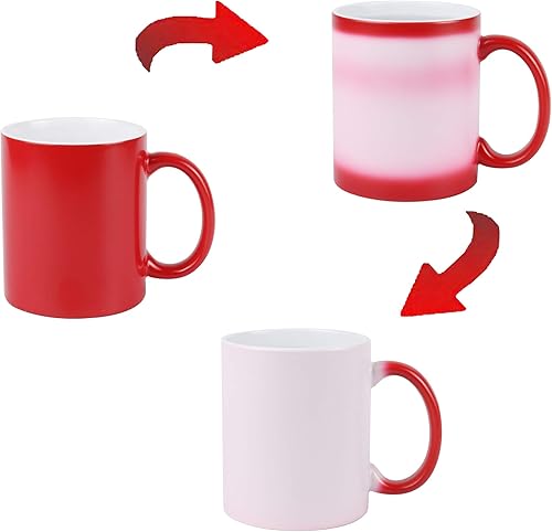 Miniatura 6 de HomeVss Taza de sublimación cambiable de 11 onzas, 3 colores surtidos, negro, azul y rojo, empaquetada en caja blanca, caja de 12