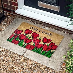 Mats Avenue Coir Door Mat Floral Theme Natural Printed Door Mat 40 x 60 CM Set of 1