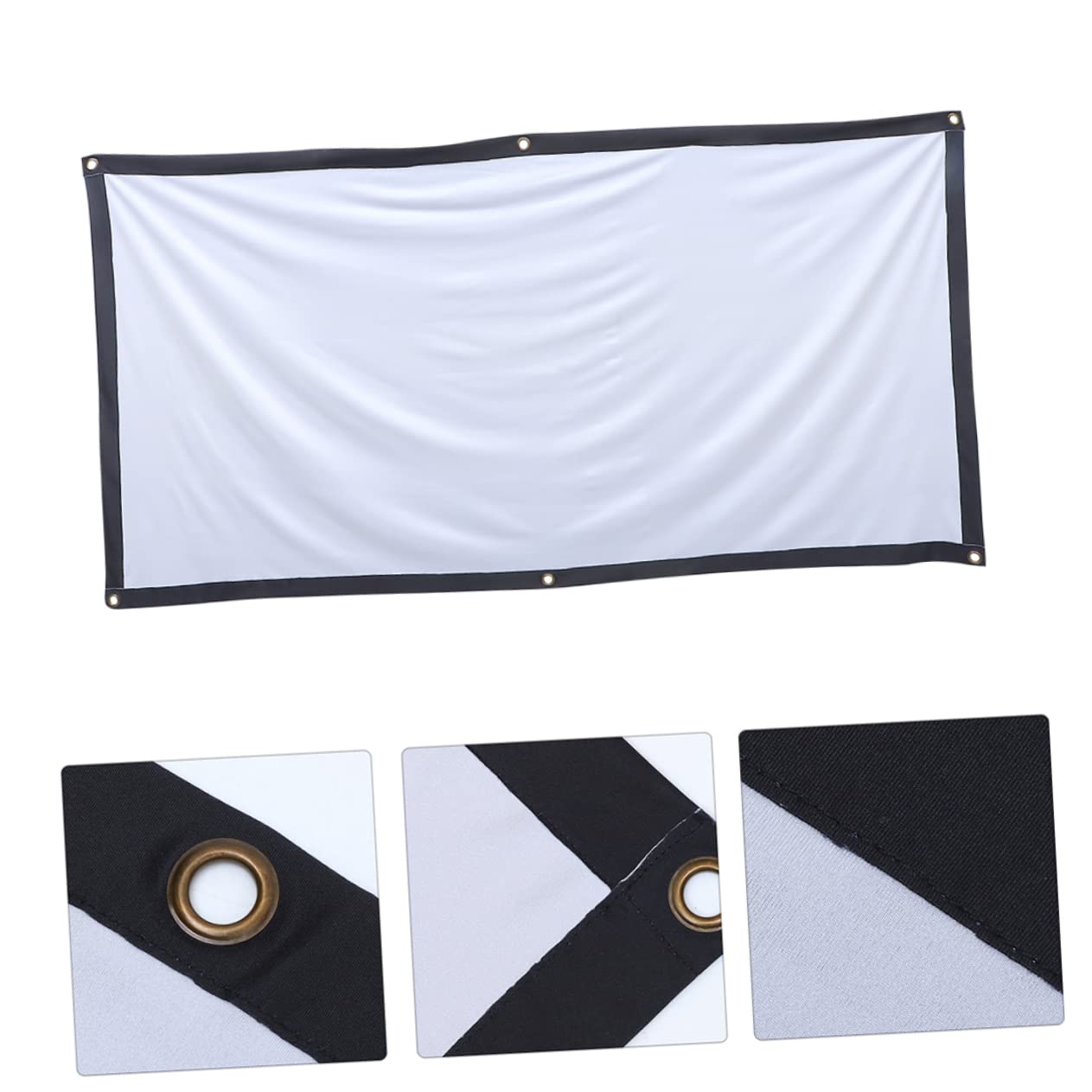 Happyyami 1Set Foldable Projector Screen Portable Indoor Outdoor Projection Screen with Border Durable Material for Movies Office Presentations