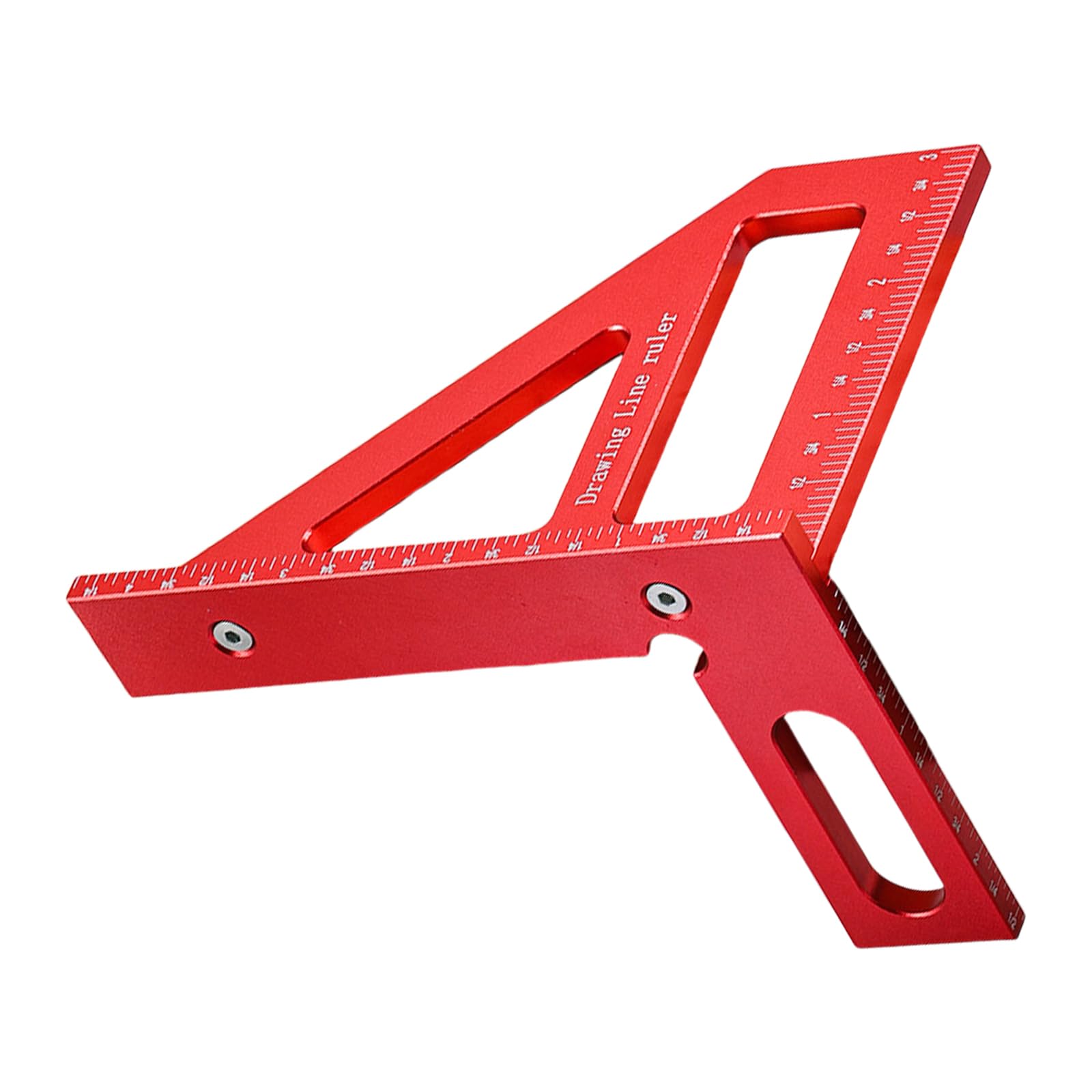 Jazuaiao Red English Aluminum Triangular Ruler Measuring Tool For Accurate Measurement Angles Carpentry Furniture Interior Designs Multiple Angles Carpentry Square