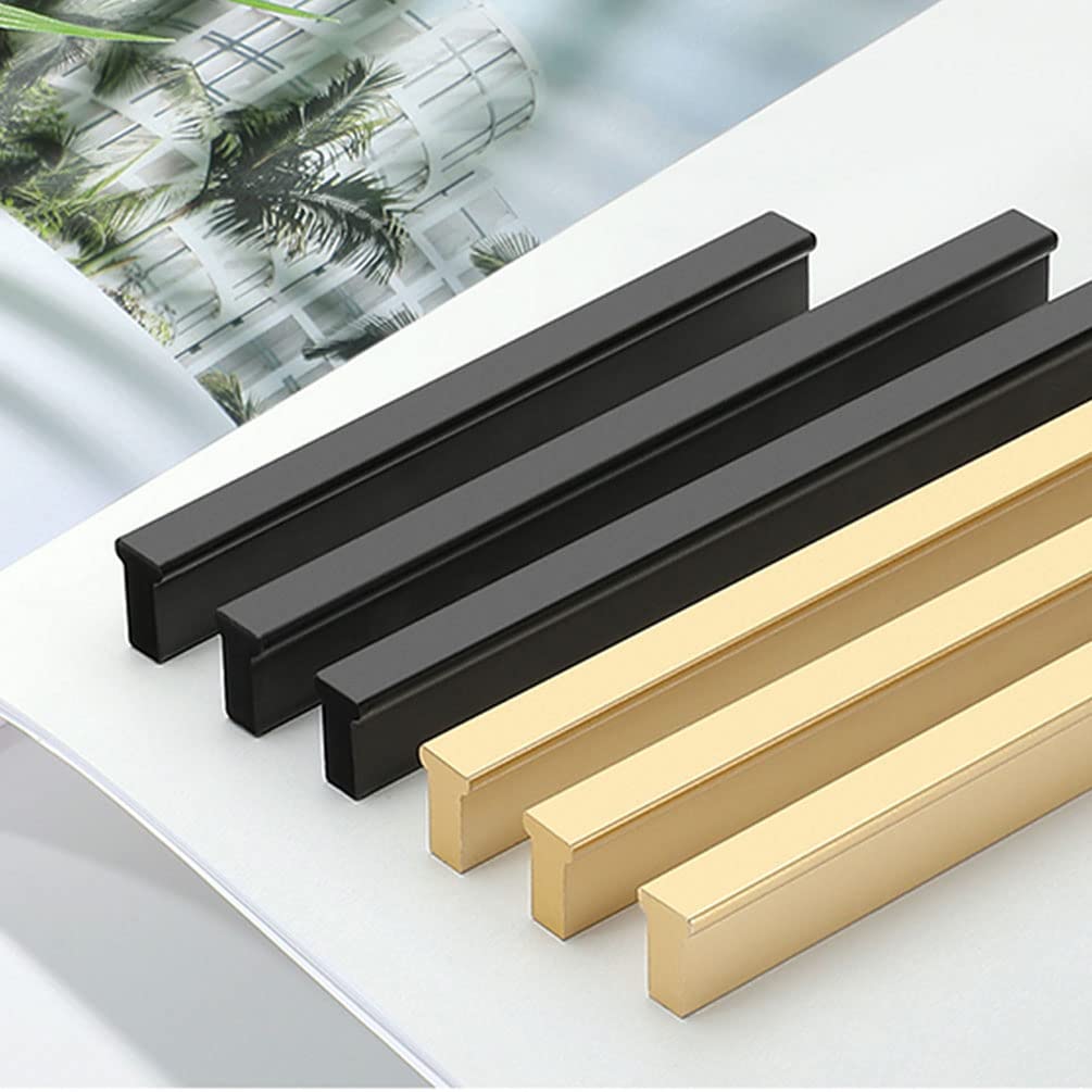 Złote uchwyty meblowe, długie, 2 szafki, nowoczesne uchwyty meblowe, masywne aluminium | anodowana powierzchnia, centra otworów: 96-960 mm uchwyty w kształcie litery T, szafa ubraniowa