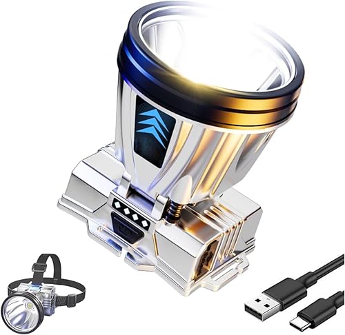 Linterna frontal recargable súper brillante de alta potencia, linterna LED recargable por USB, linterna frontal portátil impermeable, lámpara de