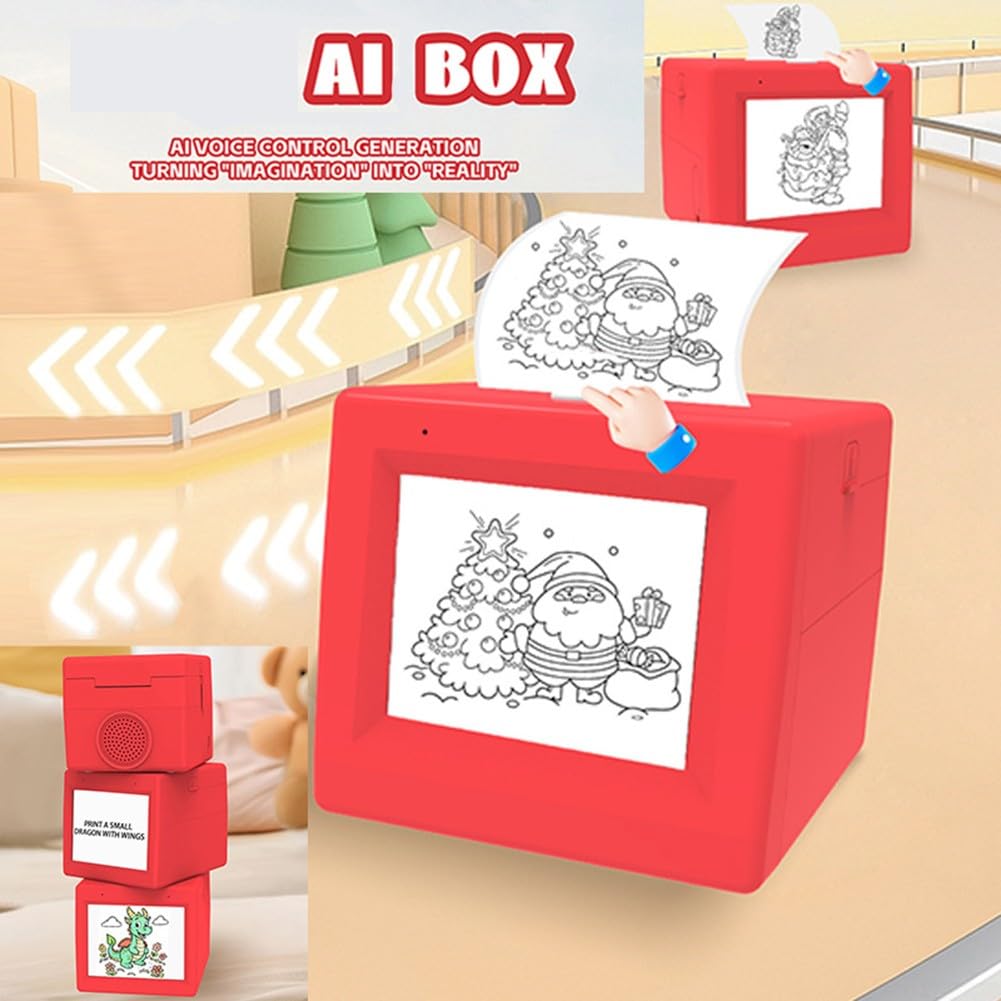 Stampante Adesiva AI, Stickerbox Intelligente ad attivazione vocale per Bambini, etichettatrice Termica AI Portatile