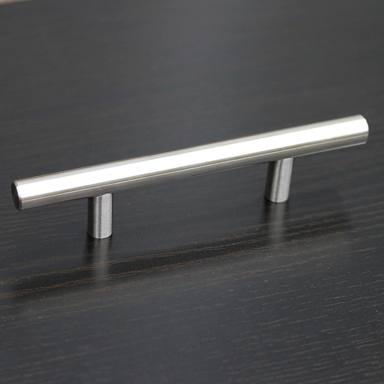 Hamilton Bowes Satin Nickel Cabinet Hardware Euro Style Bar Handle Pull - 3" Hole Centers, 5-3/4"" Overall Length (100)