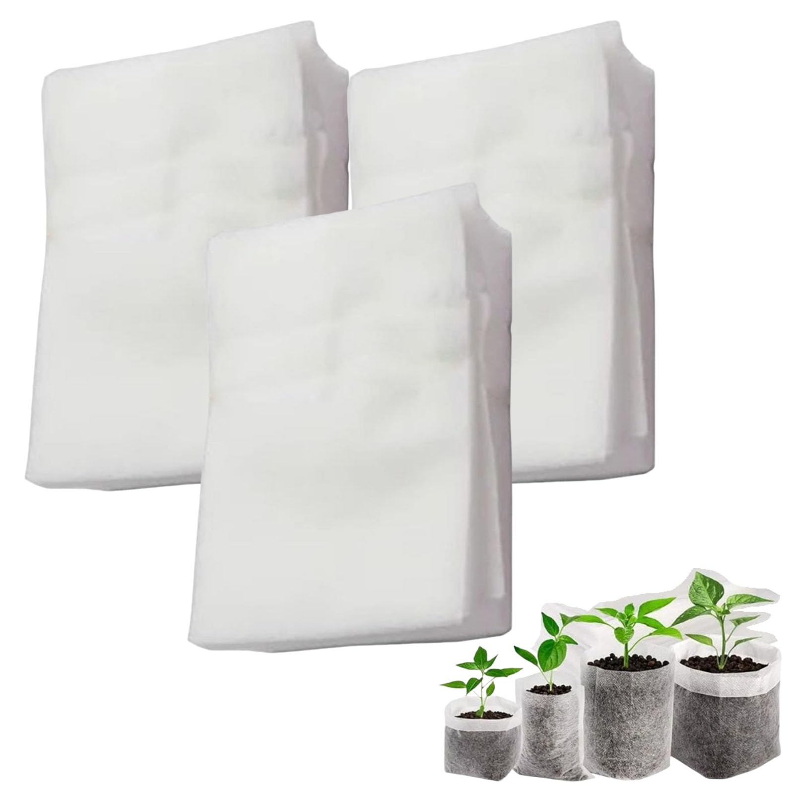 Nursery Growing Bags,300pcs Fabric Plant Bags,Non-Woven Biodegradable Plant Grow Bag Fabric Seedling Starter Bag for Vegetable Flower Fruit Saplings Tree, Home Garden Supply (8 * 10cm)