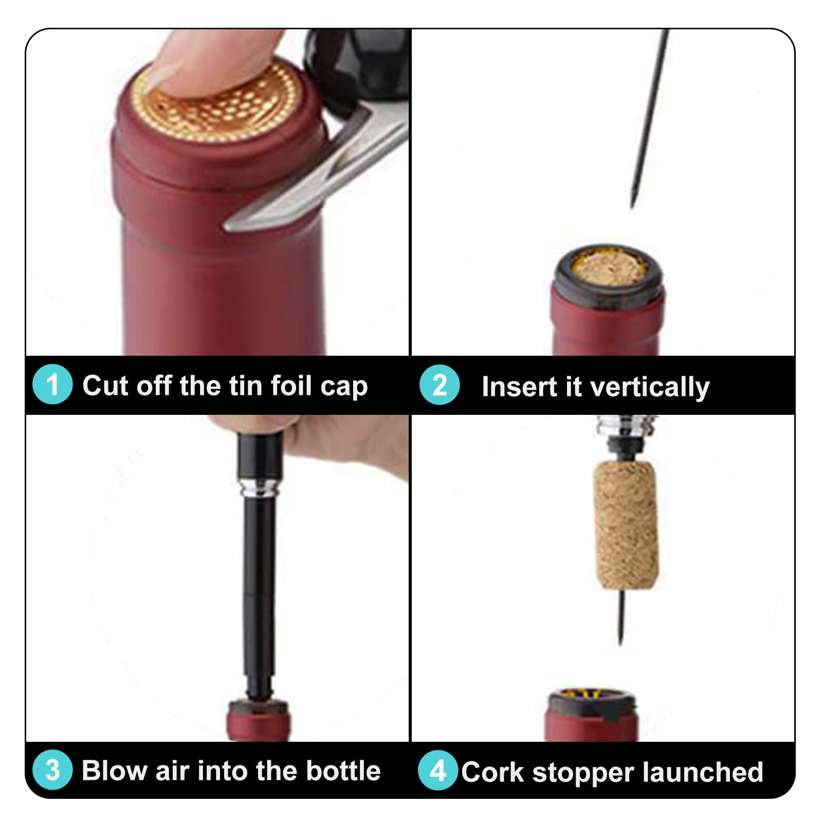 Apribottiglie Per Vino A Pressione D'Aria Portatile - Cavatappi Senza Sforzo In 7 Secondi | Tascabile - Foto 9