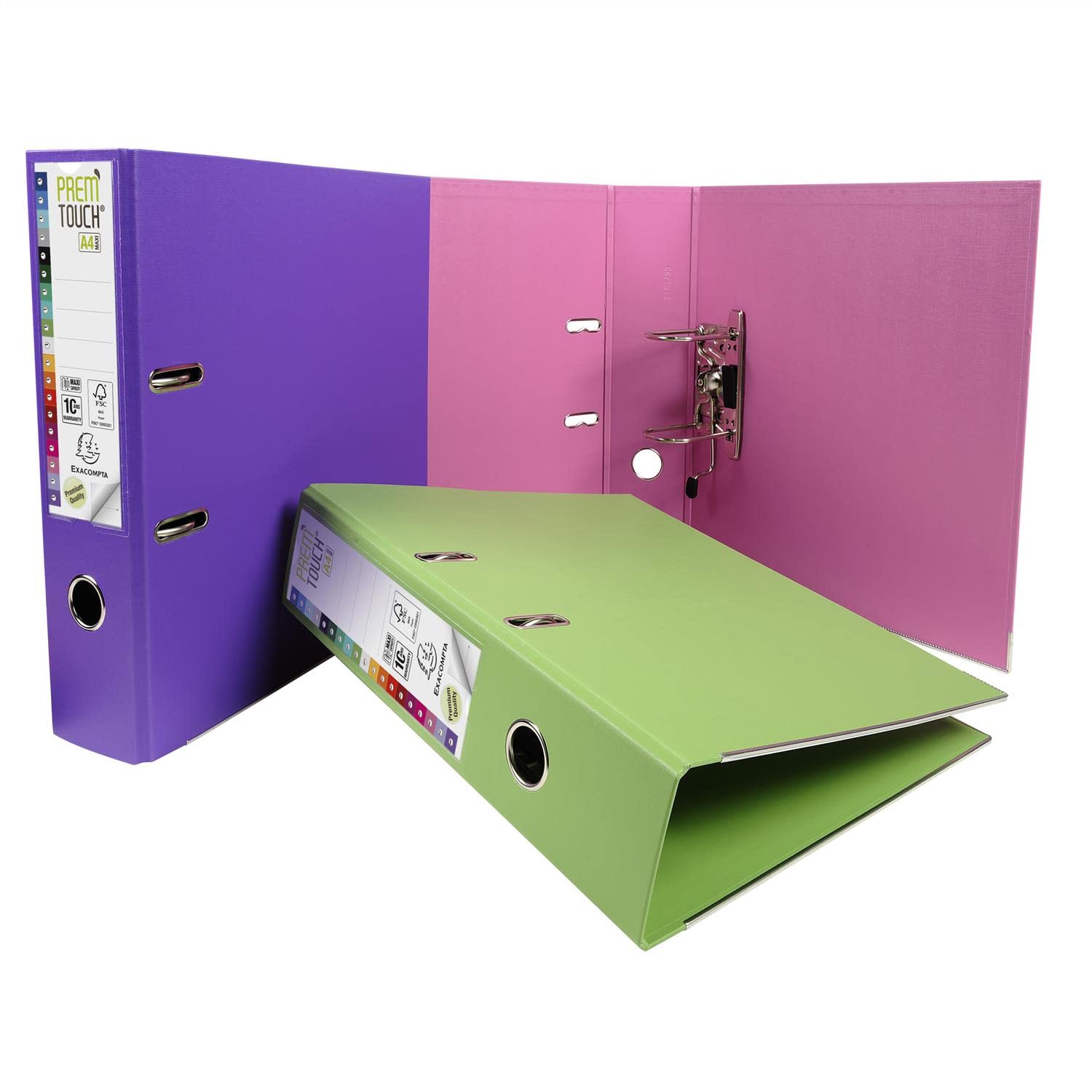 EXACOMPTA Lot de 10 Classeurs Levier Prem'Touch int et ext PP - Dos 80mm - A4 maxi Coloris Aléatoire