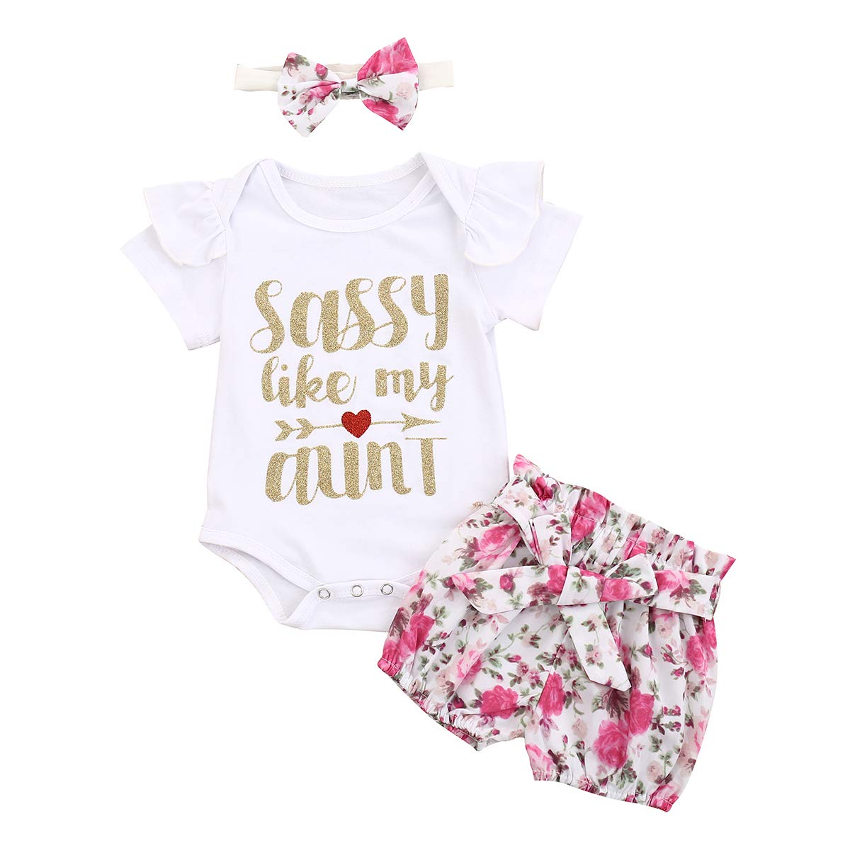 Newborn Baby Girl Clothes Ruffle Sleeve Top Summer Flroal Pants Infant Outfits Suit Play Wear Sunsuit Cute (A-Style 5 White&Floral, 18-24 Months)