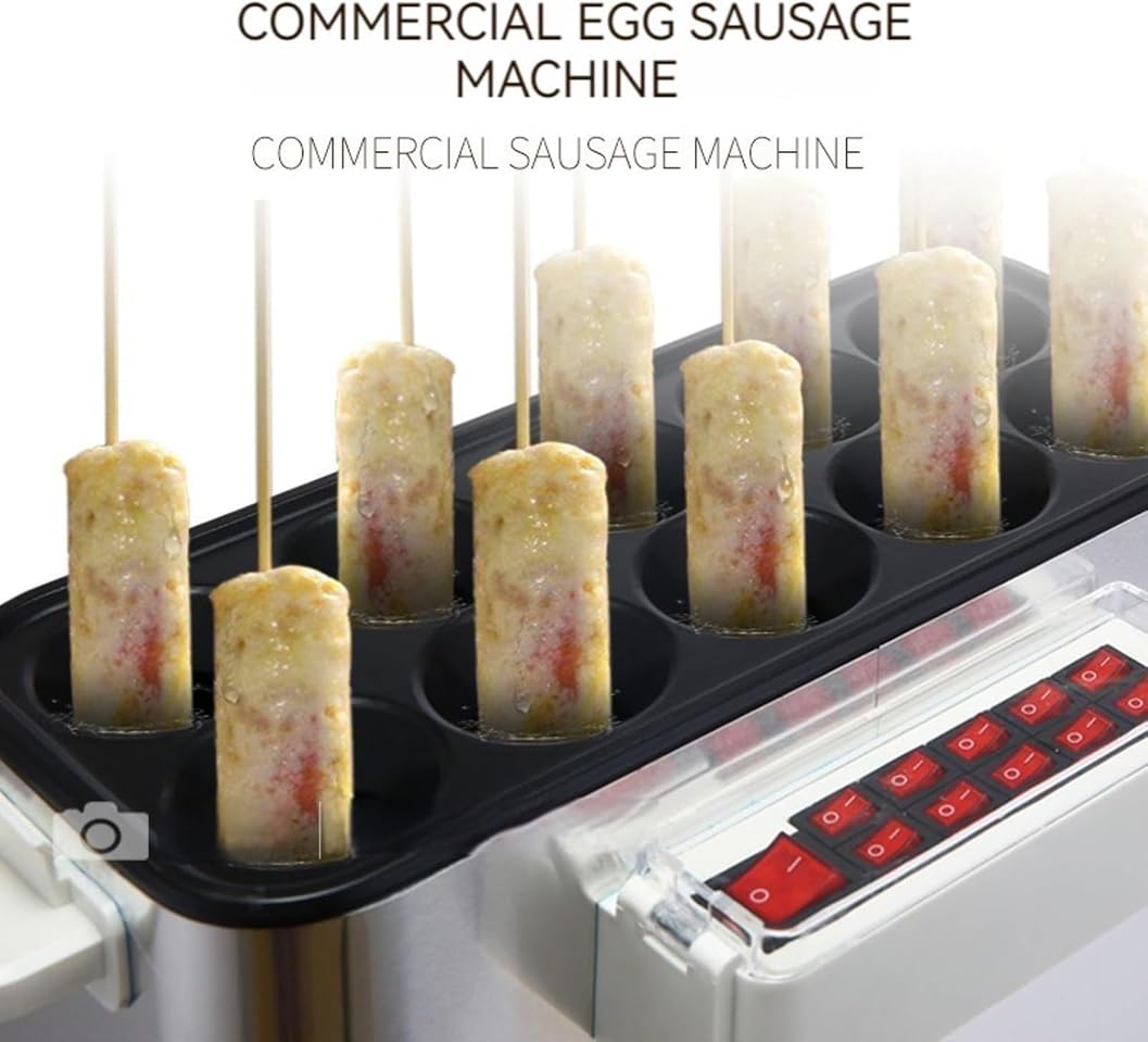 Máquina De Salchicha De Huevo Comercial, Fabricante Eléctrico De Doble Huevo, Máquina De Rollo De Huevo De Desayuno Con 10 Tubos Que Funcionan, Recubrimiento Sin Palo+ 7 Minutos En Cocina Vertical