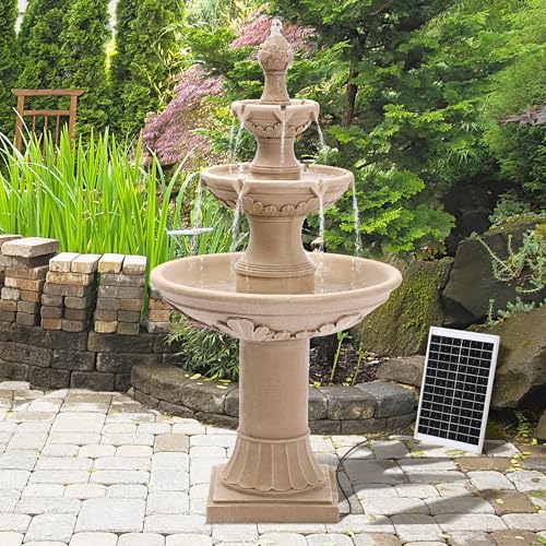 Image of 48.4 inch H Italian Solar Water Fountain Outdoor Fountains and Waterfall